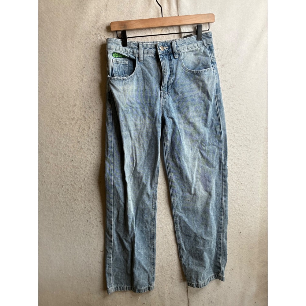 Empyre Loose Fit Light Wash Skate Jeans Graffiti Logo Baggy Denim Pants Sz 0